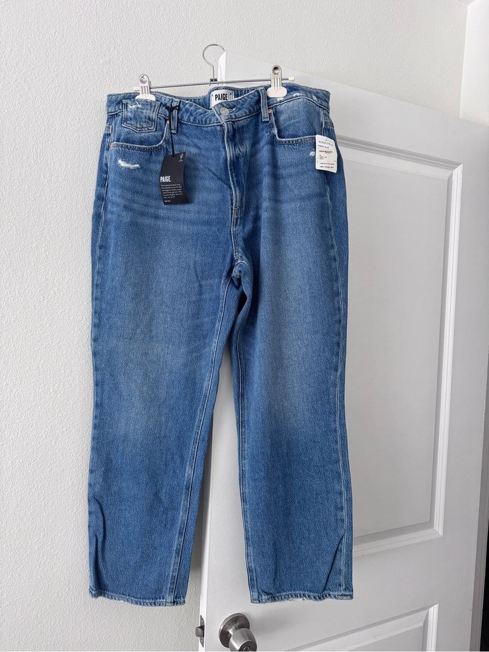 PAIGE Blue High-Rise Straight Jeans